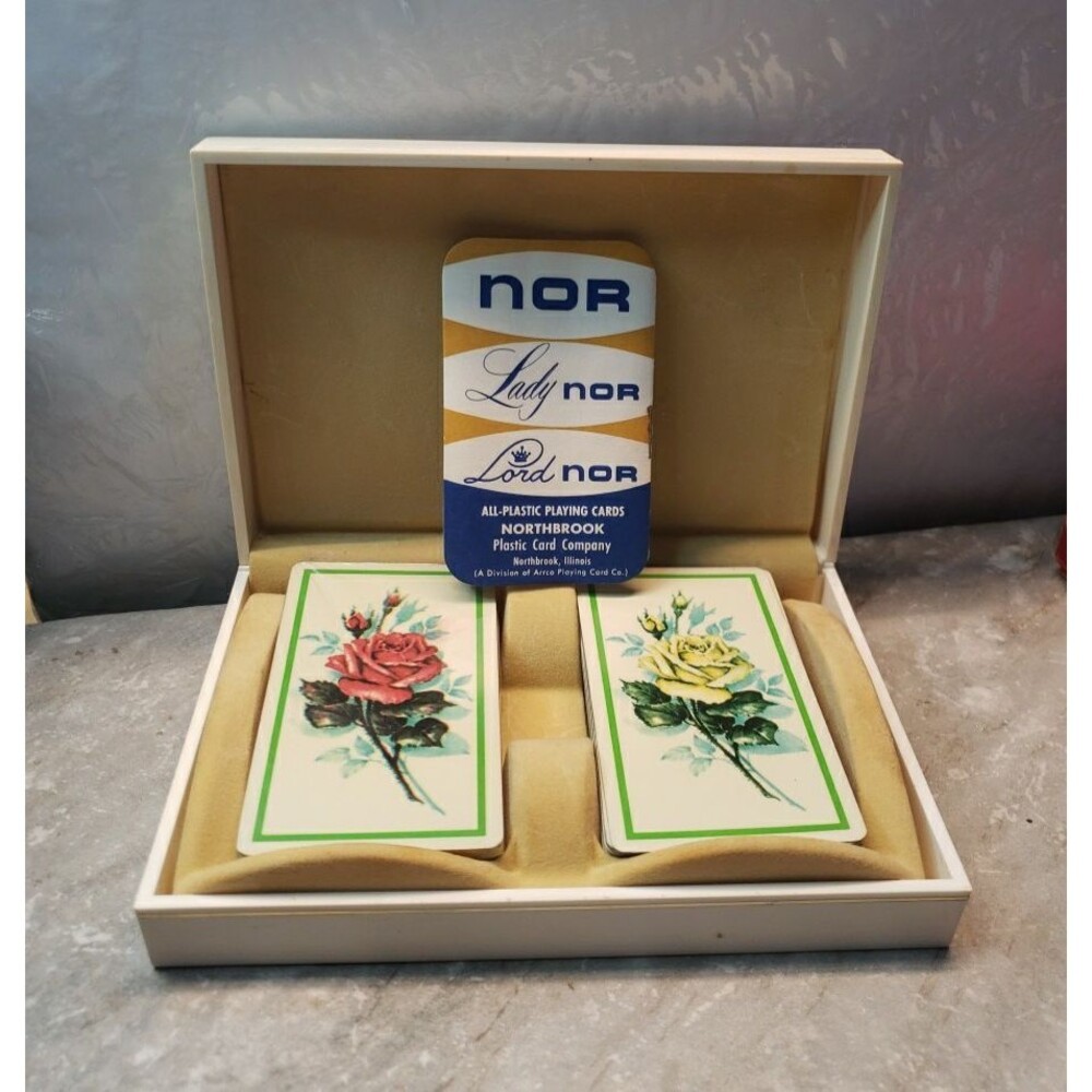 Vintage NOR Northbrook Roses Yellow&Red Playing Cards Double Deck Bridge